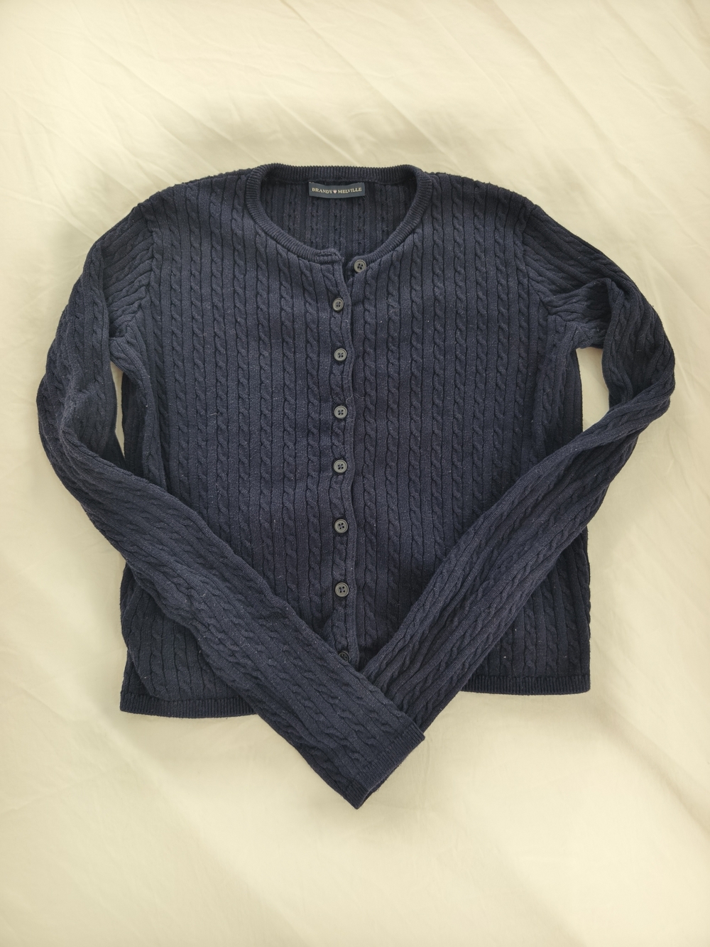 Brandy Melville Navy Cable-Knit Button Cardigan